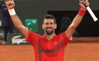 Novak Đoković slavi pobedu na Rolan Garosu