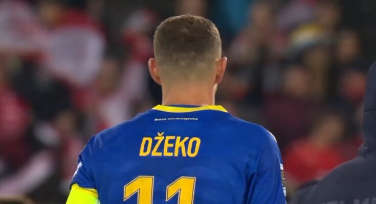 Edin Džeko, najbolji strelac u istoriji fudbalske reprezentacije BIH, slikan sa leđa