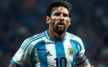 Ilustracija Lionela Mesija u dresu fudbalske reprezentacije Argentine