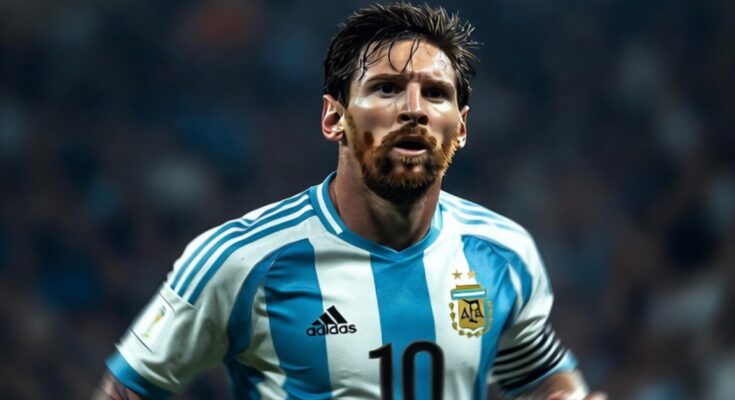Ilustracija Lionela Mesija u dresu fudbalske reprezentacije Argentine