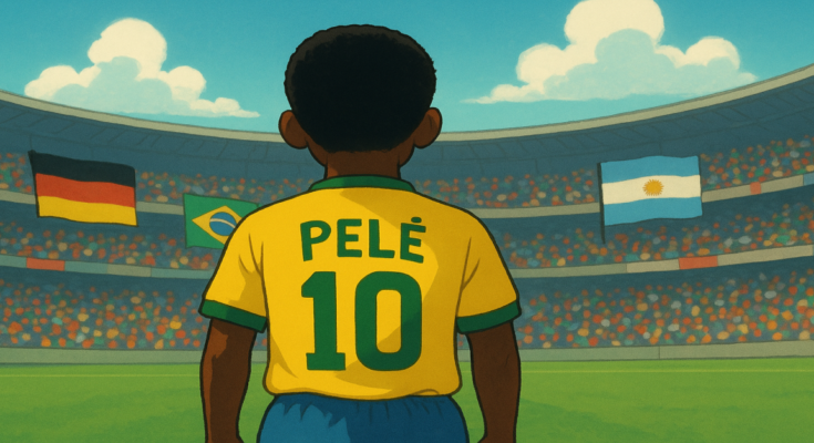 Ilustracija Pelea, čuvenog brazilskog fudbalera