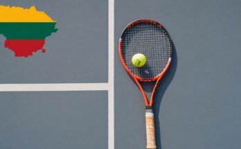 Litvanska zastava na betonskom teniskom terenu